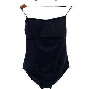 Blumoss Black Sleek Minimalist Halter Strapless One Piece Swimsuit Size Large